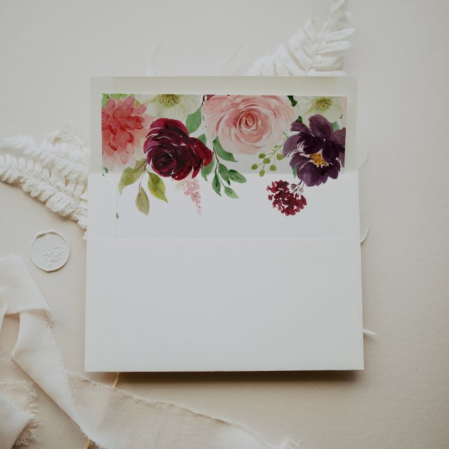 Burgundy Spring Calligraphy Wedding Invitation Envelope (Creator Uploaded)