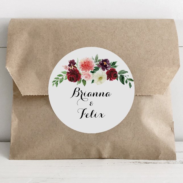 Burgundy Spring Floral Wedding Envelope Seals (Creator Uploaded)