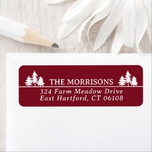 Burgundy Spruces Rustic Name & Return Address