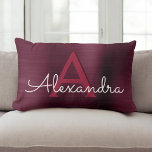Burgundy Stainless Steel Monogram Name & Initial Lumbar Cushion<br><div class="desc">Burgundy Violet Stainless Steel Monogram Name and Initial Pillow. This Cranberry Purple pillow makes the perfect birthday or bridal shower gift for someone decorating her room in Burgundy.</div>
