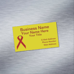Burgundy Standard Ribbon by Kenneth Yoncich Magnetic Business Card