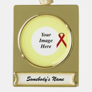 Burgundy Standard Ribbon Tmpl by Kenneth Yoncich Gold Plated Banner Ornament