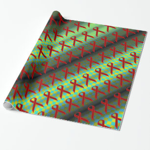 Burgundy Stnd Ribbon Pattern by Kenneth Yoncich Wrapping Paper