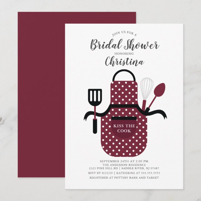 Burgundy Stock Kitchen Bridal Shower Invitation (Front/Back)