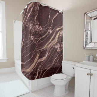 Burgundy Stone Marble Clean Luxury Look Shower Curtain