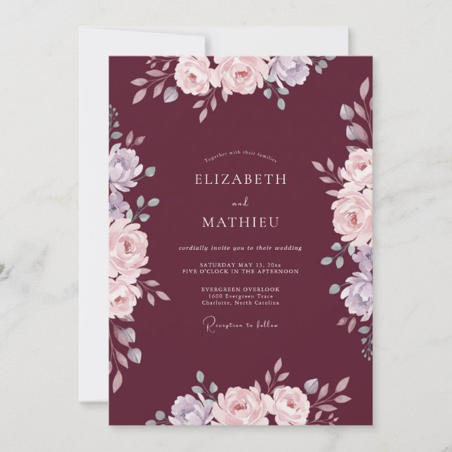 Burgundy Striking Autumn Wedding Invitation (Front)