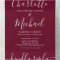 Burgundy String Lights QR Code Monogram Wedding 