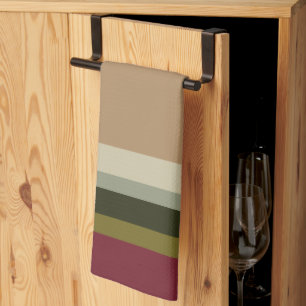 Burgundy Stripe With Olive Green  Tea Towel