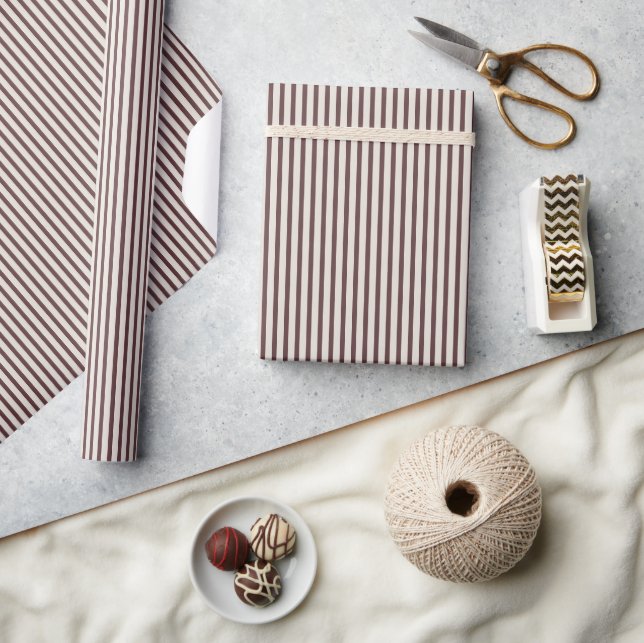 Burgundy Striped Elegant Wrapping Paper (Crafts)