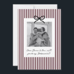 Burgundy Stripes Godparents Proposal Invitation<br><div class="desc">Looking for a sweet and meaningful way to ask loved ones to be your baby's Godparents? This card design is the perfect way to pop the question! Whether you're asking a family member or close friends, this template helps you create a heartfelt moment that they'll treasure forever. This design features...</div>
