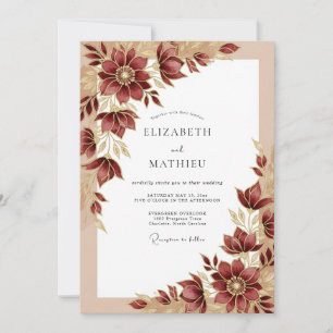 Burgundy Sumptuous Fall Wedding Invitation