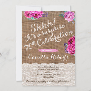 Burgundy Surprise 70th Birthday Party Invitations