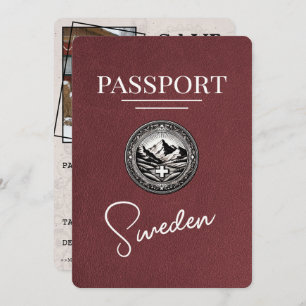Burgundy Sweden Passport Save The Date