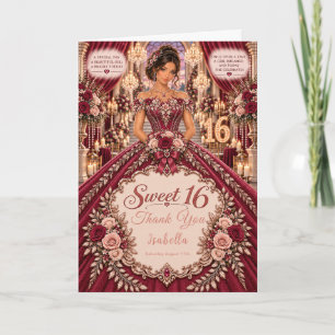 Burgundy Sweet 16 Celebration Thank You Card