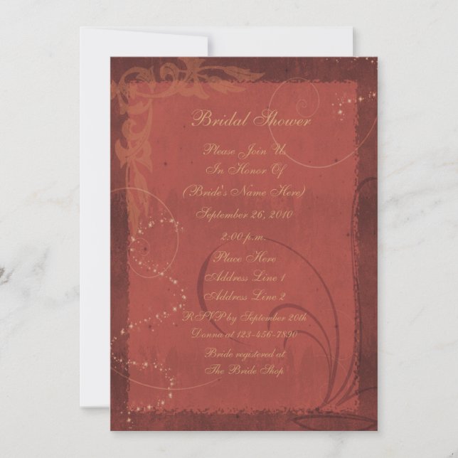 Burgundy Swirl Design Bridal Shower  Invitation (Front)