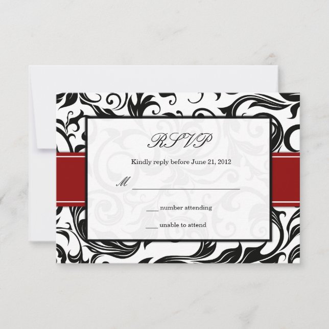 Burgundy Swirl Wedding RSVP (Front)