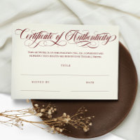 Burgundy Swirls Certificate of Authenticity