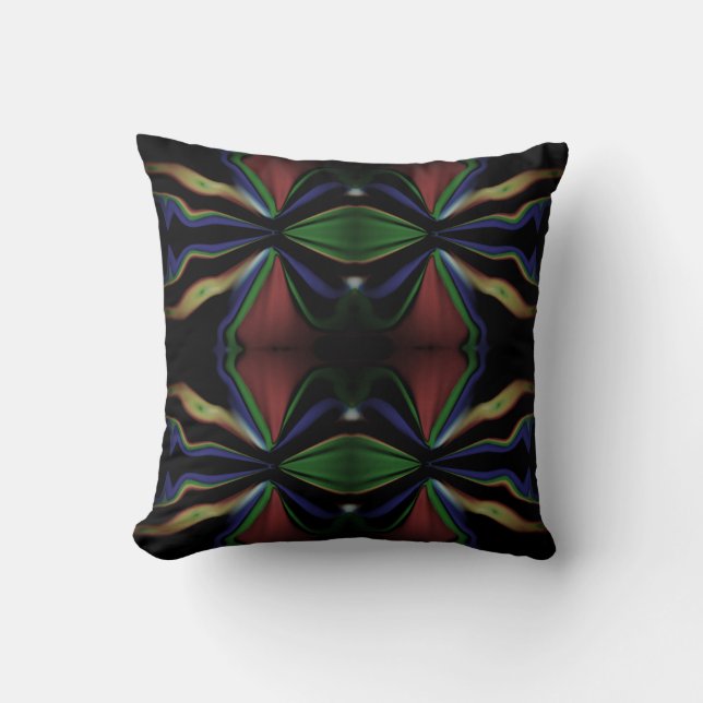Burgundy Tan Green Black Blue Jewel-like Design Cushion (Front)