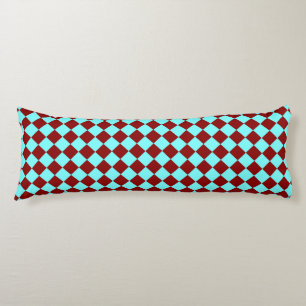 Burgundy Teal Chequered Diamond Pattern Body Cushion