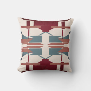 Burgundy Teal Pink Tan  Southwest Look Mosaic Cushion