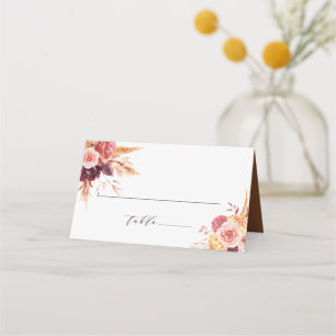 Burgundy Terracotta Floral Wedding Personalised Place Card