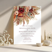 Burgundy Terracotta Florals Pampas Fall Wedding