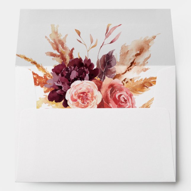 Burgundy Terracotta Wedding Return Address 5x7 Env Envelope (Back (Bottom))