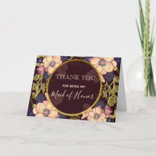 Burgundy Thank You for Being My Maid of Honour Card