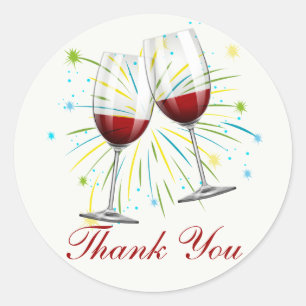 Burgundy Thank You Wine Glass Red Vineyard Wedding Classic Round Sticker