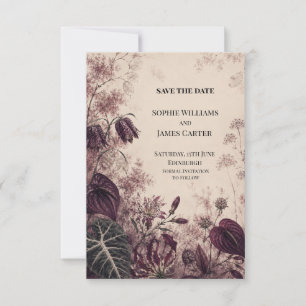 Burgundy Thistle Botanical Wedding Save The Date