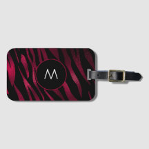 Burgundy Tiger Stripes Monogram Luggage Tag