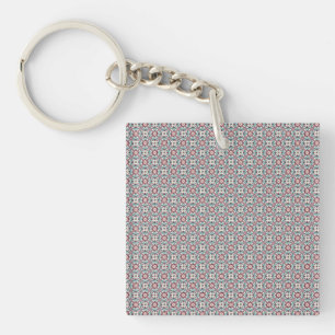 Burgundy Tile Pattern Key Ring
