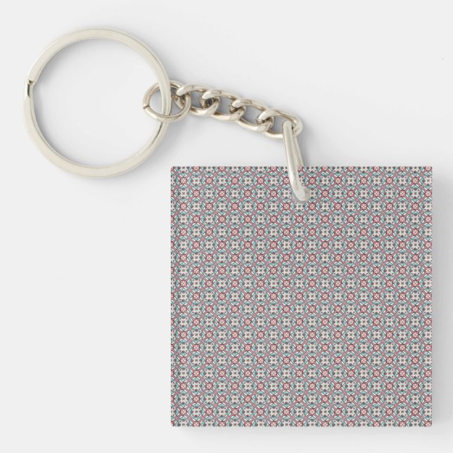 Burgundy Tile Pattern Key Ring (Front)