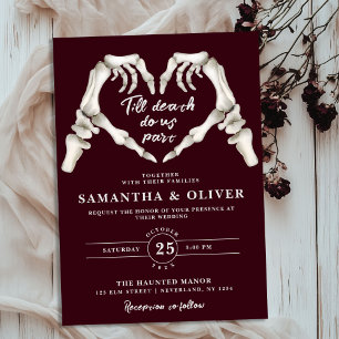 Burgundy Till Death Do Us Part Gothic Red Wedding Invitation