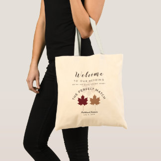 Burgundy Toffee Vintage Fall Wedding Welcome Favou Tote Bag