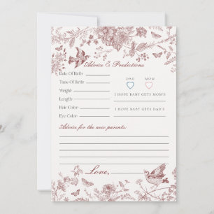 Burgundy Toile De Jouy Floral Advice for Baby Card