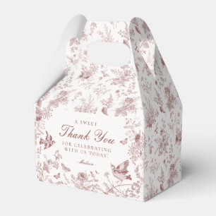 Burgundy Toile De Jouy Floral Dessert Favour Boxes