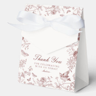 Burgundy Toile De Jouy Floral Dessert Favour Boxes