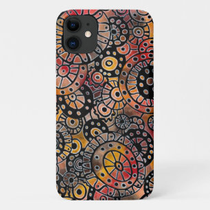 Burgundy Tranquil Oval Corals Original Art iPhone 11 Case