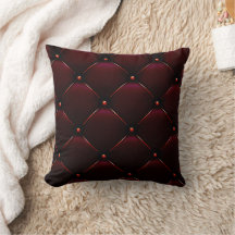 Burgundy Tufted Leather Look Print Thow Pillow