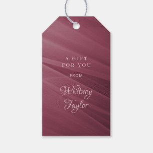 Burgundy Tulle Texture Gift Tags