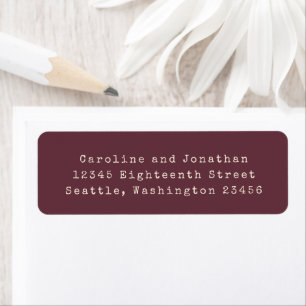Burgundy Typewriter Typography Return Address