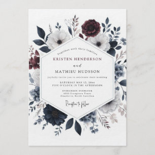 Burgundy Umbral Bloom Wedding Invitation