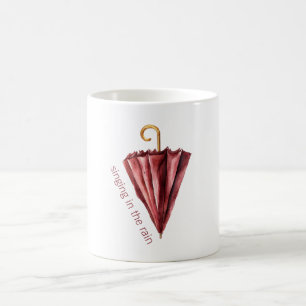 Burgundy Umbrella Singing in the Rain Coffee Mug