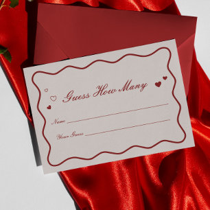 Burgundy Valentine Bridal Shower Guess How Many Enclosure Card