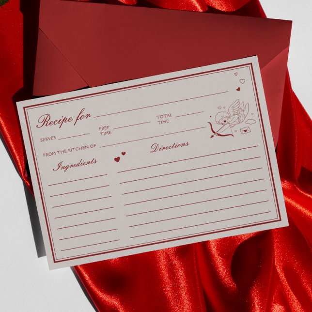 Burgundy Valentine Bridal Shower Recipe Card (Creator Uploaded)