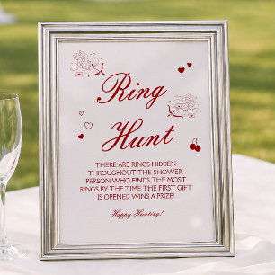 Burgundy Valentine Bridal Shower Ring Game Poster