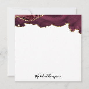 Burgundy Velvet Agate Geode Script Square Card