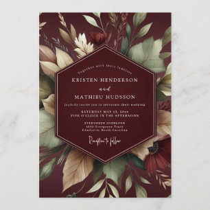 Burgundy Velvet Flora Wedding Invitation