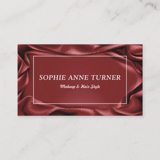 Burgundy Velvet Professional Makeup Hair Style Business Card (Front)